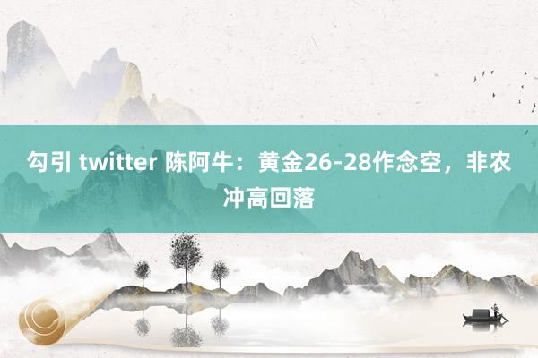 勾引 twitter 陈阿牛：黄金26-28作念空，非农冲高回落