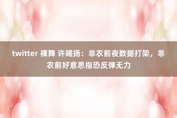 twitter 裸舞 许曦扬：非农前夜数据打架，非农前好意思指恐反弹无力