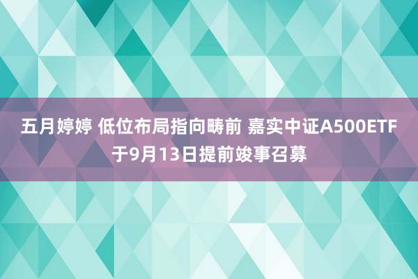 五月婷婷 低位布局指向畴前 嘉实中证A500ETF于9月13日提前竣事召募