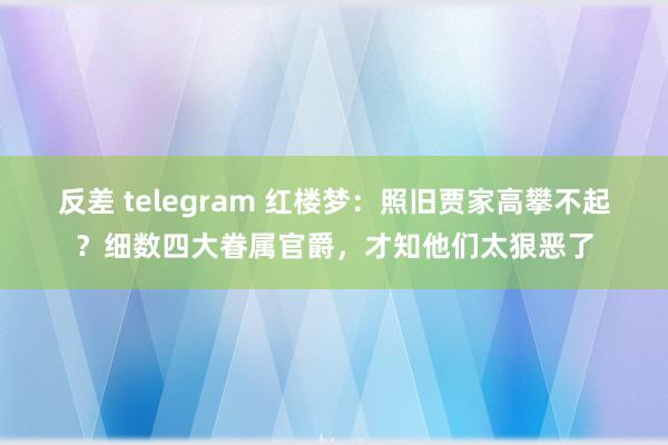 反差 telegram 红楼梦：照旧贾家高攀不起？细数四大眷属官爵，才知他们太狠恶了