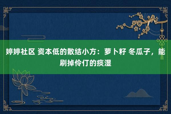 婷婷社区 资本低的散结小方：萝卜籽 冬瓜子，能刷掉伶仃的痰湿