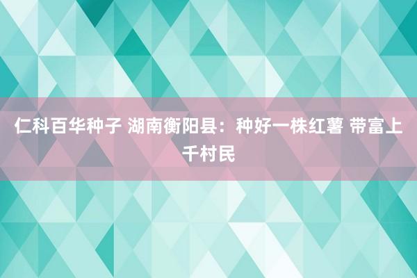 仁科百华种子 湖南衡阳县：种好一株红薯 带富上千村民