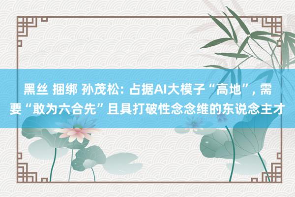 黑丝 捆绑 孙茂松: 占据AI大模子“高地”， 需要“敢为六合先”且具打破性念念维的东说念主才