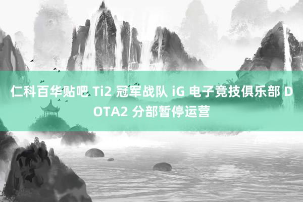 仁科百华贴吧 Ti2 冠军战队 iG 电子竞技俱乐部 DOTA2 分部暂停运营