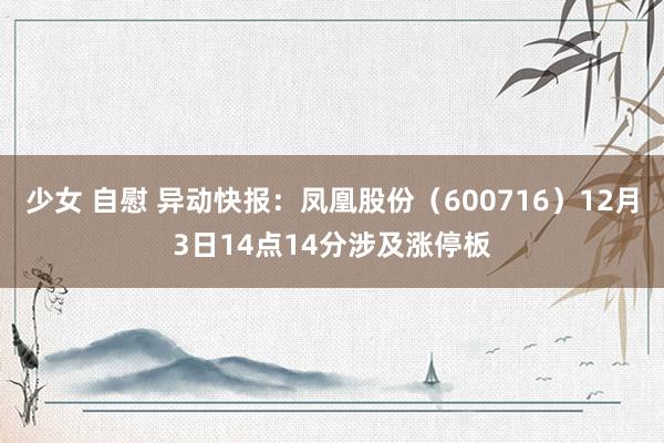 少女 自慰 异动快报：凤凰股份（600716）12月3日14点14分涉及涨停板