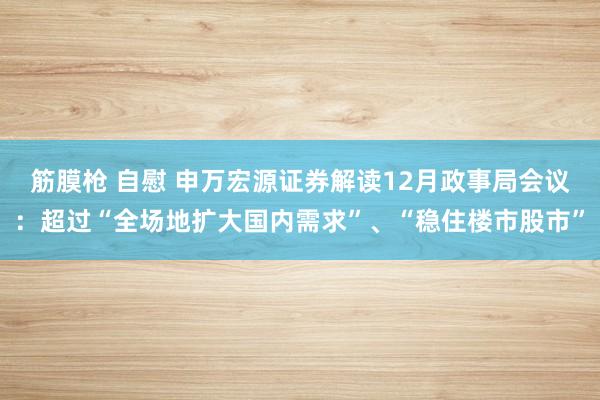 筋膜枪 自慰 申万宏源证券解读12月政事局会议：超过“全场地扩大国内需求”、“稳住楼市股市”