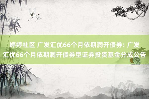 婷婷社区 广发汇优66个月依期洞开债券: 广发汇优66个月依期洞开债券型证券投资基金分成公告