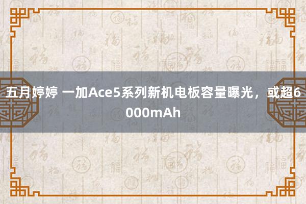 五月婷婷 一加Ace5系列新机电板容量曝光，或超6000mAh