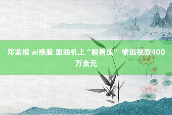 邓紫棋 ai换脸 加油机上“脱看成” 偷逃税款400万余元