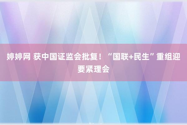 婷婷网 获中国证监会批复！“国联+民生”重组迎要紧理会