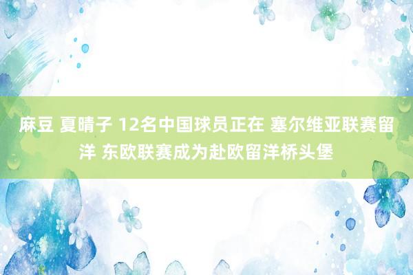 麻豆 夏晴子 12名中国球员正在 塞尔维亚联赛留洋 东欧联赛成为赴欧留洋桥头堡