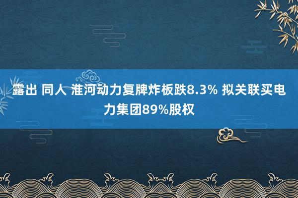 露出 同人 淮河动力复牌炸板跌8.3% 拟关联买电力集团89%股权