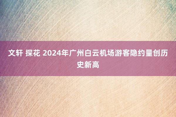 文轩 探花 2024年广州白云机场游客隐约量创历史新高