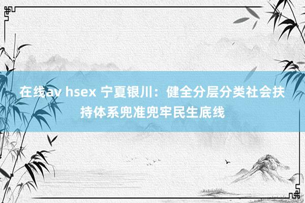 在线av hsex 宁夏银川：健全分层分类社会扶持体系兜准兜牢民生底线