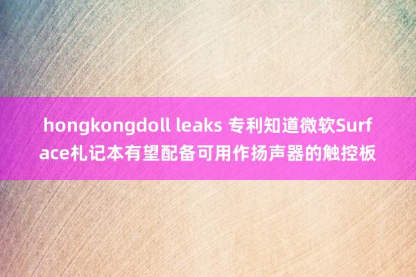 hongkongdoll leaks 专利知道微软Surface札记本有望配备可用作扬声器的触控板