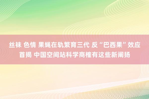 丝袜 色情 果蝇在轨繁育三代 反“巴西果”效应首揭 中国空间站科学商榷有这些新阐扬